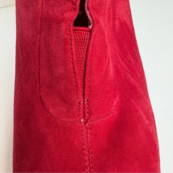 Nine West Red Suede Peep-Toe Booties, Pendanto Stiletto Platform Women’s Size 10 - Picture 11 of 16